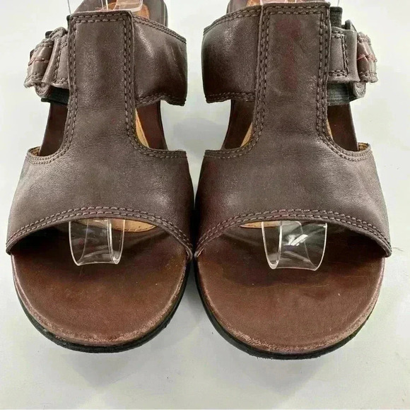 Clarks unstructured womens sandals size 7.5 brown leather slides - Picture 3 of 12